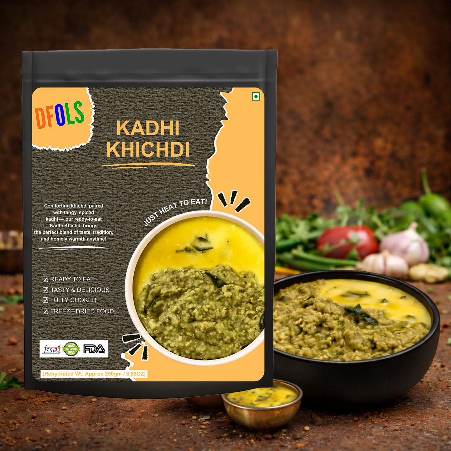 Instant Kadhi Khichdi | Homestyle Moong Dal Khichdi with Kadhi | Vegetarian Ready Meal | No Preservatives | Shelf-Stable, Easy to Prepare | Authentic Indian Flavor