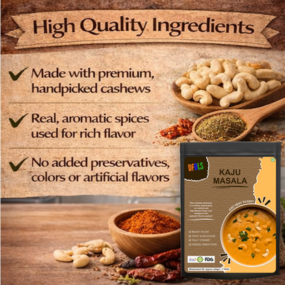 Kaju Masala Ready Meal | Rich Cashew Curry in Buttery Tomato Gravy | Authentic Indian Flavor | Microwaveable, Ready-to-Eat Instant Meal