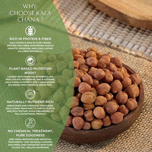 Organic Kala Chana | Natural Black Chickpeas | High Protein, Fiber-Rich | Pesticide-Free, Hand-Picked Premium Pulses for Healthy Cooking & Balanced Diet