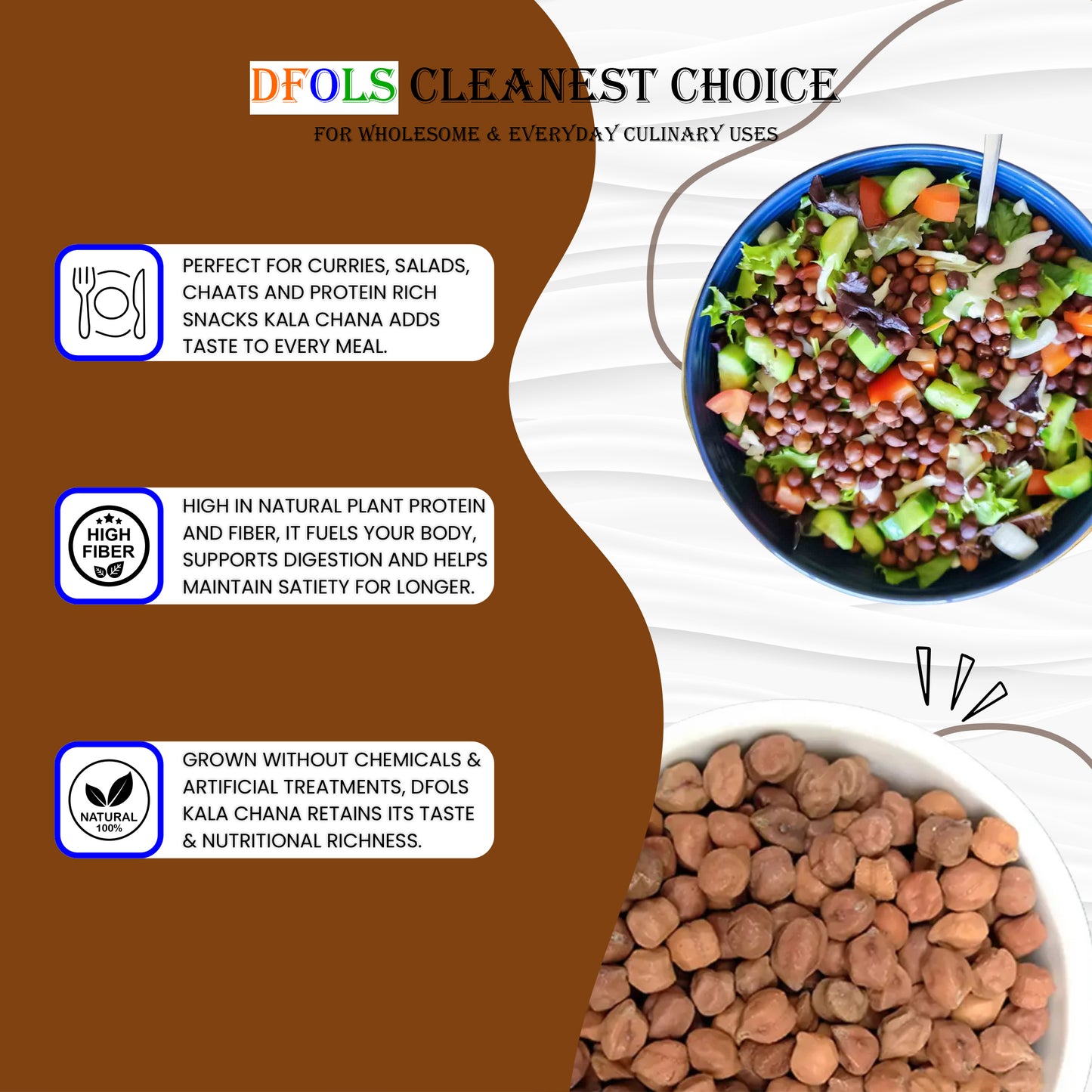 DFOLS Kala Chana Black Chickpeas Protein Rich  0.55lb 8.82oz 250g  黒ひよこ豆