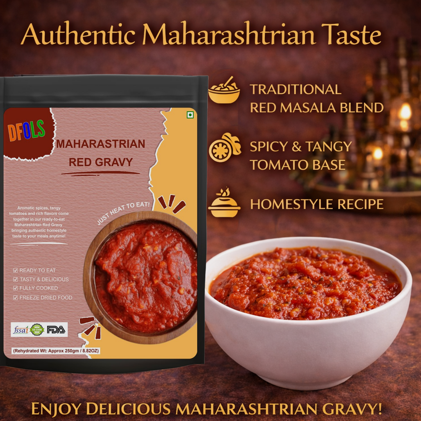 Maharashtrian Red Gravy | Authentic Spicy Curry Base | Ready to Cook & Heat-and-Serve Masala | Traditional Flavor, Rich Aroma & Versatile Cooking Paste