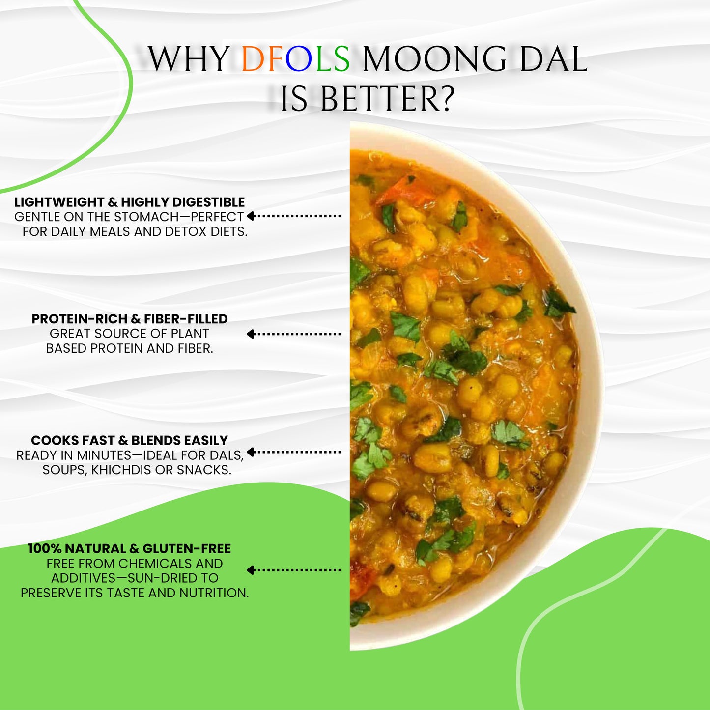 DFOLS Moong Dal Split Green Gram Cooking 0.55lb 8.82oz 250g ムング豆ダール