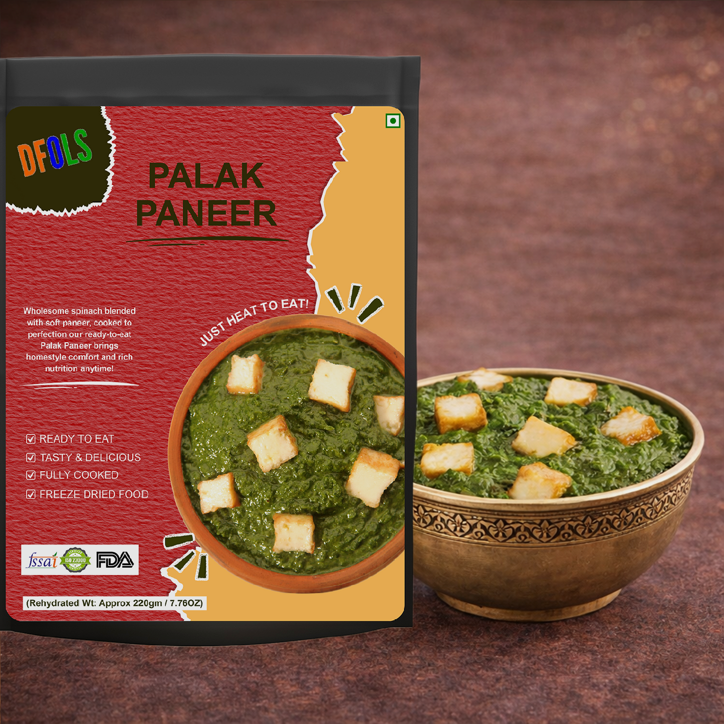 Palak Paneer | Classic Spinach & Cottage Cheese Curry | Ready to Eat | Heat & Serve Indian Meal | Authentic Taste, Rich & Creamy | Convenient Pack