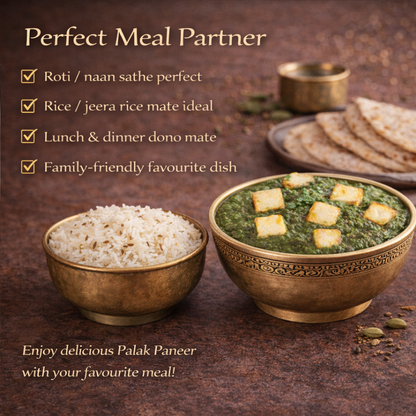 Palak Paneer | Classic Spinach & Cottage Cheese Curry | Ready to Eat | Heat & Serve Indian Meal | Authentic Taste, Rich & Creamy | Convenient Pack