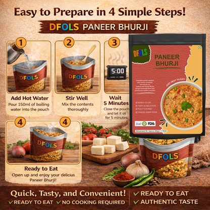 Paneer Bhurji Ready-to-Eat | High-Protein Indian Cottage Cheese Meal | Instant Vegetarian Dish | No Preservatives | Shelf-Stable Pack | Authentic Spicy Flavour