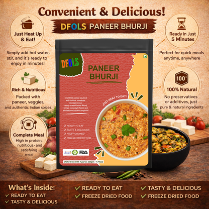 Paneer Bhurji Ready-to-Eat | High-Protein Indian Cottage Cheese Meal | Instant Vegetarian Dish | No Preservatives | Shelf-Stable Pack | Authentic Spicy Flavour