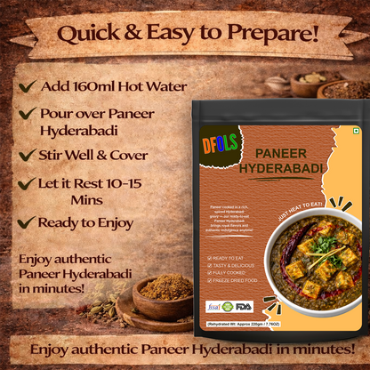 Paneer Hyderabadi | Rich Indian Cottage Cheese Curry with Cashew & Authentic Spice Blend | Ready-to-Eat Instant Meal | Vegetarian | No Preservatives | Shelf-Stable Pack