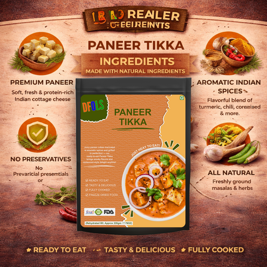 Paneer Tikka | Restaurant-Style Grilled Cottage Cheese Bites | Ready in Minutes | Vegetarian | No Preservatives | Shelf-Stable Snack | Premium Indian Flavour