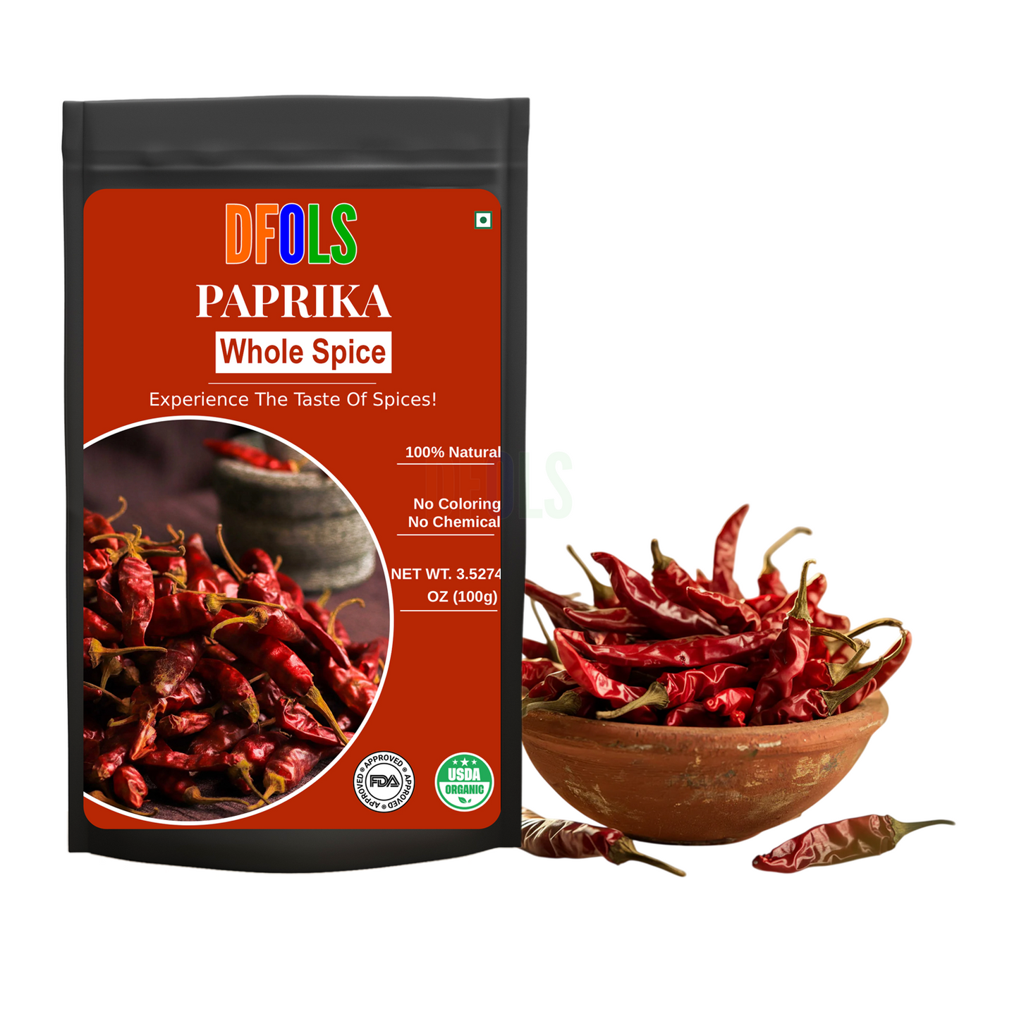 DFOLS Paprika Whole Spice Cooking 0.22lb 3.5oz 100g パプリカパウダー