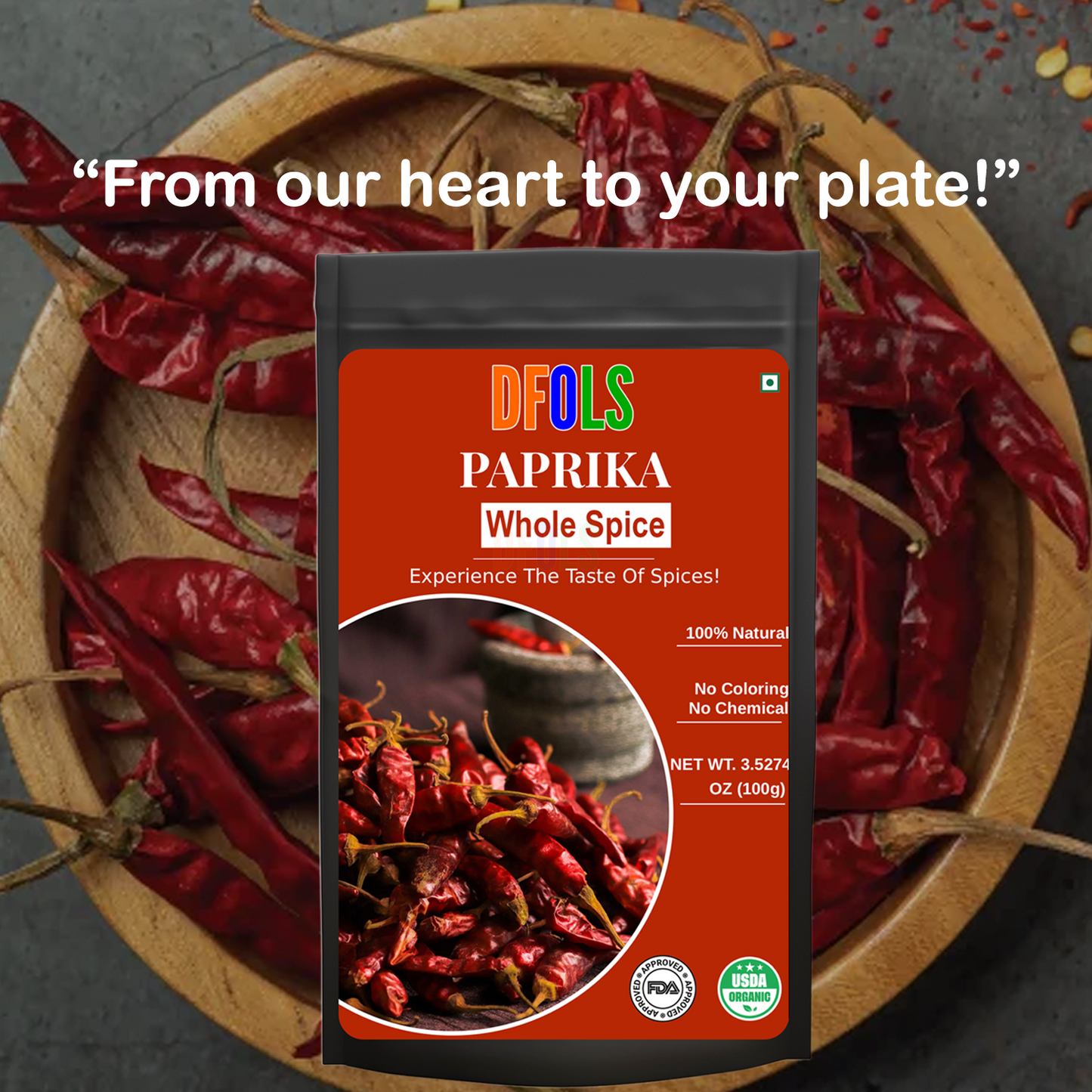 DFOLS Paprika Whole Spice Cooking 0.22lb 3.5oz 100g パプリカパウダー