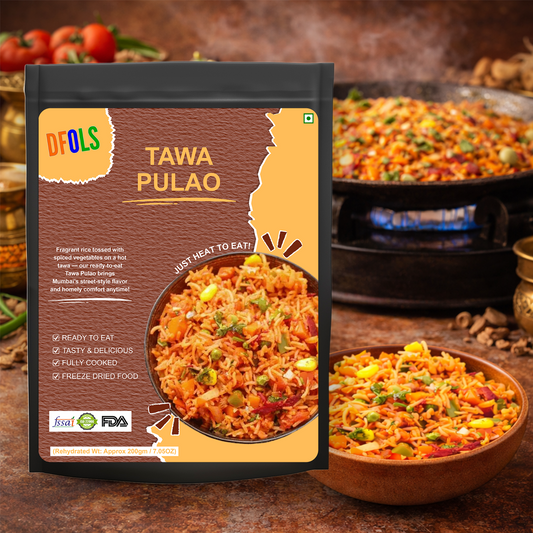 Authentic Tawa Pulao | Spicy Veg Rice Cooked on Tawa | Microwaveable Ready Meal | Pure Vegetarian | No Preservatives | Shelf-Stable Pack | Instant Indian Meal