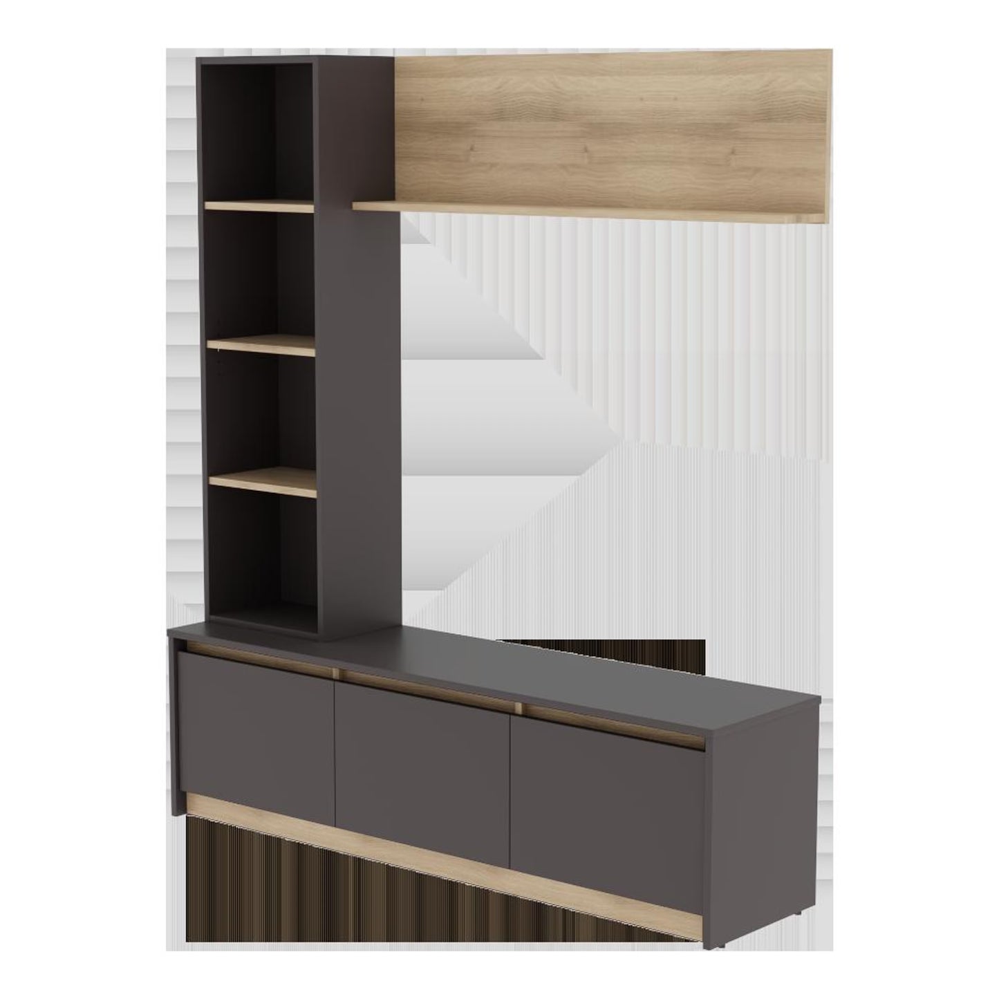 DFOLS Skifer Modern Engineered Wood TV Unit with Display Shelf & Storage