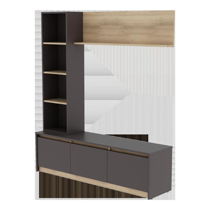 DFOLS Skifer Modern Engineered Wood TV Unit with Display Shelf & Storage
