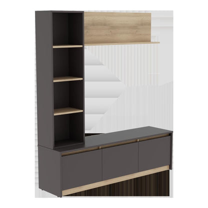 DFOLS Skifer Modern Engineered Wood TV Unit with Display Shelf & Storage