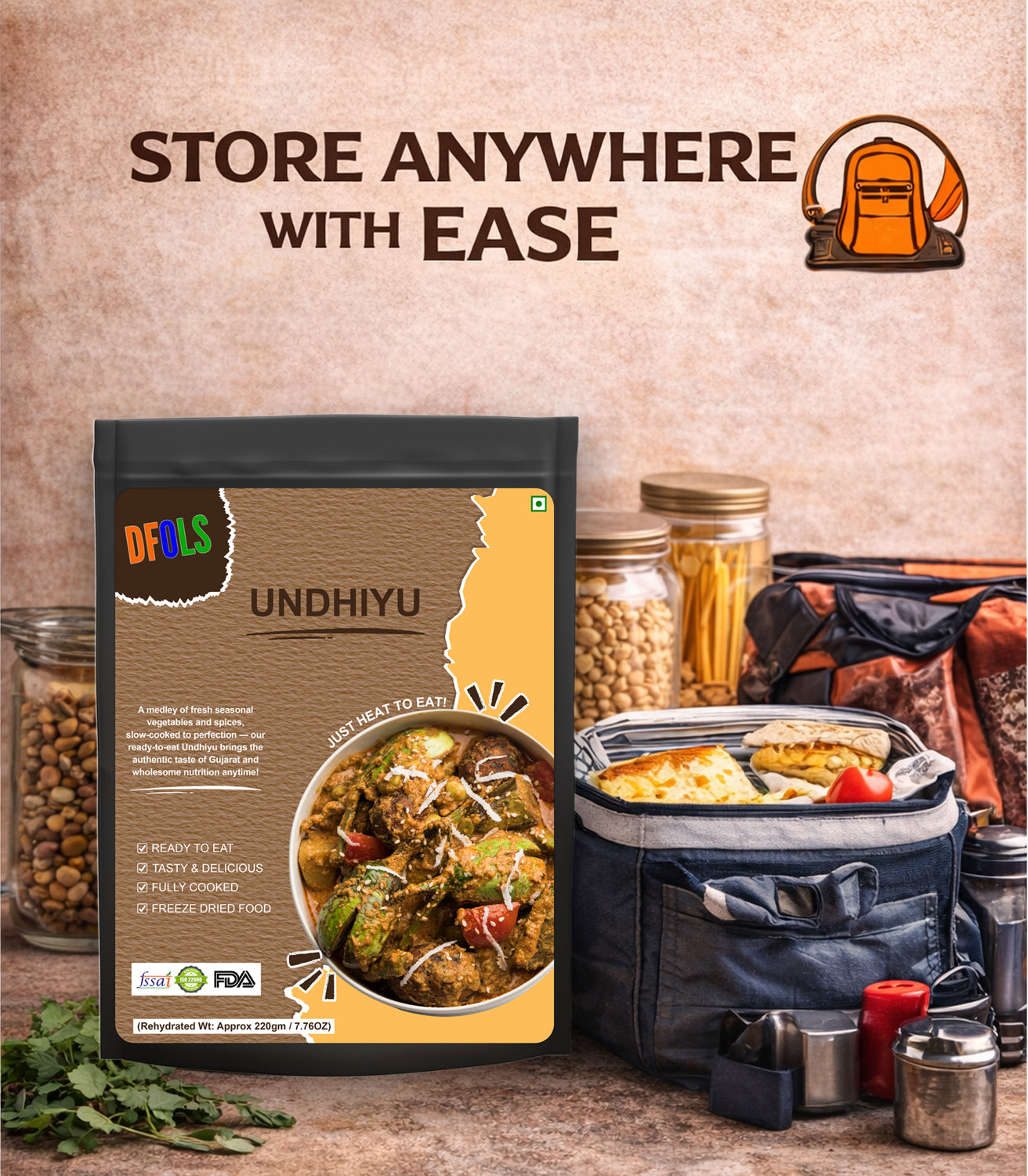 Gujarati Undhiyu | Authentic Seasonal Vegetable Mix | Traditional Gujarati Recipe | Instant Ready-to-Eat Indian Meal | Flavor-Rich, Shelf-Stable Pack