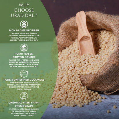 DFOLS Organic Urad Dal | Whole Black Gram Split | Natural, High-Protein & Fiber-Rich | Pesticide-Free, Hand-Picked Premium Quality Lentils