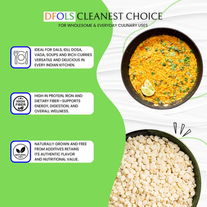 DFOLS Organic Urad Dal | Whole Black Gram Split | Natural, High-Protein & Fiber-Rich | Pesticide-Free, Hand-Picked Premium Quality Lentils