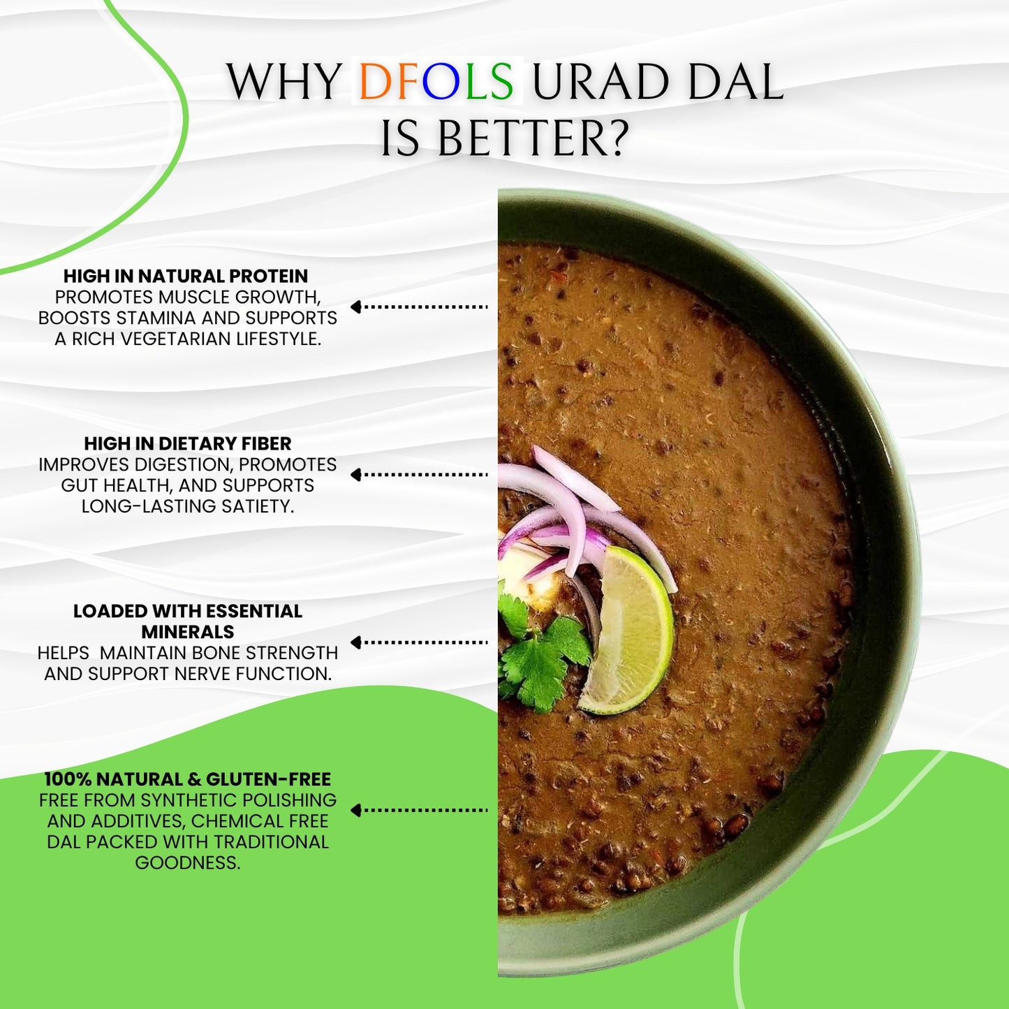 DFOLS Organic Urad Dal | Whole Black Gram Split | Natural, High-Protein & Fiber-Rich | Pesticide-Free, Hand-Picked Premium Quality Lentils