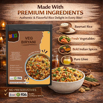 Indian Veg Biryani | Spicy Vegetable Pilaf with Aromatic Basmati Rice & Whole Spices | Ready-to-Eat Instant Meal | Authentic Indian Flavour