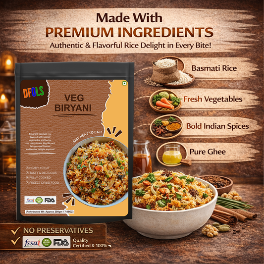 Indian Veg Biryani | Spicy Vegetable Pilaf with Aromatic Basmati Rice & Whole Spices | Ready-to-Eat Instant Meal | Authentic Indian Flavour